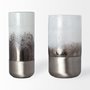 67945 - Baltic II Large White Brushed Silver Metal Bottom Glass Vase