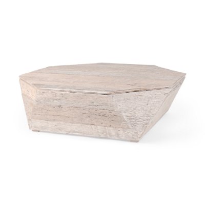 50510 - Esagono Octagonal Reclaimed Wood Coffee Table w/ Storage