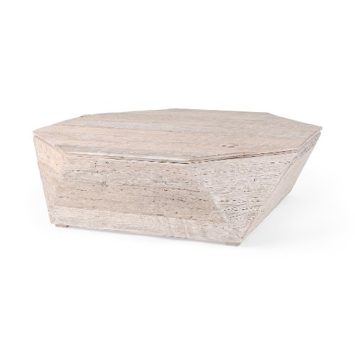 50510 - Esagono Octagonal Reclaimed Wood Coffee Table w/ Storage
