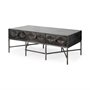 67742 - Hogarth 48x24 Rectangular Brown Solid Wood Top Iron Metal Base w/6 Drawers Coffee Table