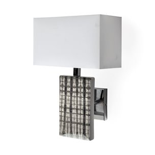 Arcadia II 11x17 Silver Chrome Base White Rectangular Shade Wall Sconce 