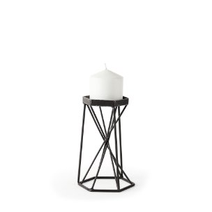 Sixx I Small Antiqued Metal Hexagonal Table Candle Holder 