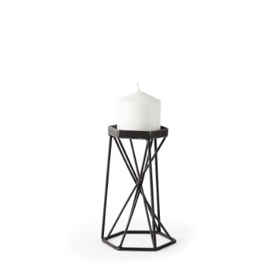 67886 - Sixx I Small Antiqued Metal Hexagonal Table Candle Holder 