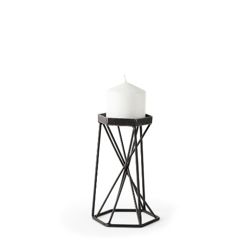 67886 - Sixx I Small Antiqued Metal Hexagonal Table Candle Holder 
