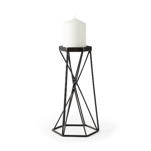 67887 - Sixx II Large Antiqued Metal Hexagonal Table Candle Holder 