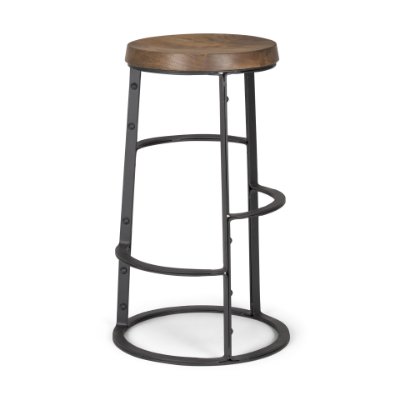 67903 - Neo 26.3" Seat Height Brown Wood Seat Black Metal Frame Stool