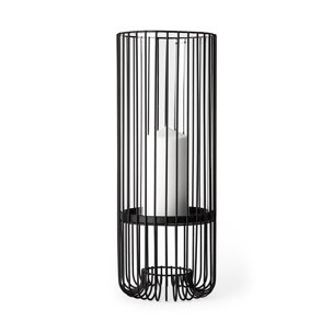 Velo II Large Black Metal Cylindrical Table Candle Holder 