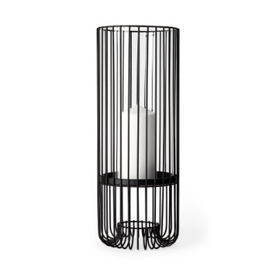 67895 - Velo II Large Black Metal Cylindrical Table Candle Holder 