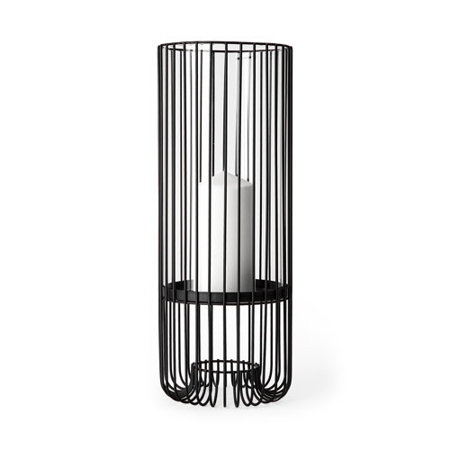 67895 - Velo II Large Black Metal Cylindrical Table Candle Holder 