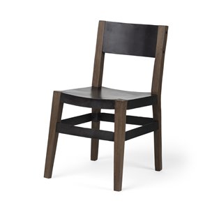Nell Open Back Dining Side Chair | Black Iron w/ Brown Wooden