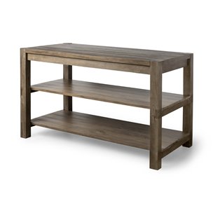 Emeril Brown Solid Wood Two-Tier Smooth Counter Top Kitchen Island 