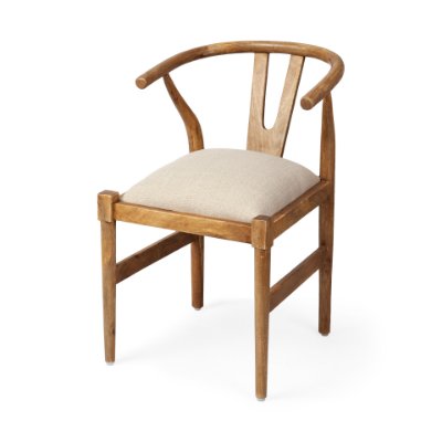 67829 - Trixie Cream Fabric Seat Brown Wood Frame Dining Chair