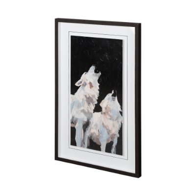12181 - Midnight Wolves by Julie Devine a Hand Embellished Textured Framed Art Print Matted under Glass