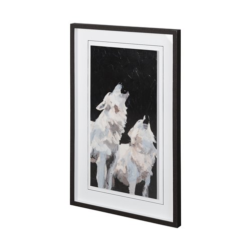 12181 - Midnight Wolves by Julie Devine a Hand Embellished Textured Framed Art Print Matted under Glass