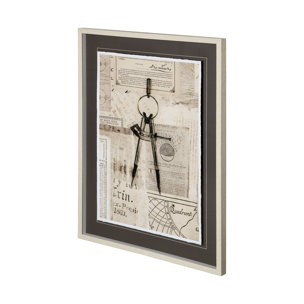 Academic Drafters Compass by Brenn Harvey Hand Embellished Framed Art Print Matted under Glass