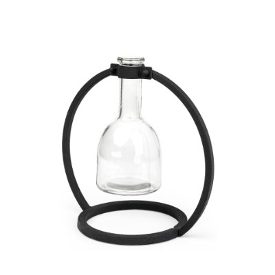 67909 - Monica I Short Black Metal Glass Bottle Vase 