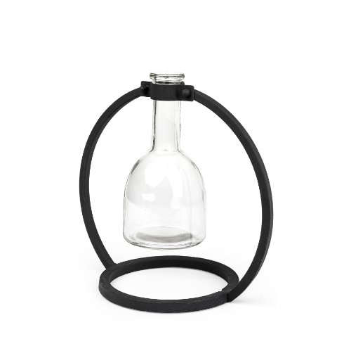 67909 - Monica I Short Black Metal Glass Bottle Vase 