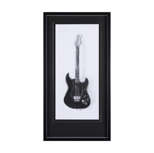 12263 - Guitar I by Mercana Studio a Hand Embellished Textured Framed Art Print Matted under Glass