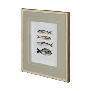 Four Fish I by Emma Scarvey a Hand Embellished Textured Framed Art Print Matted under Glass