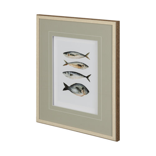 12291 - Four Fish I by Emma Scarvey a Hand Embellished Textured Framed Art Print Matted under Glass