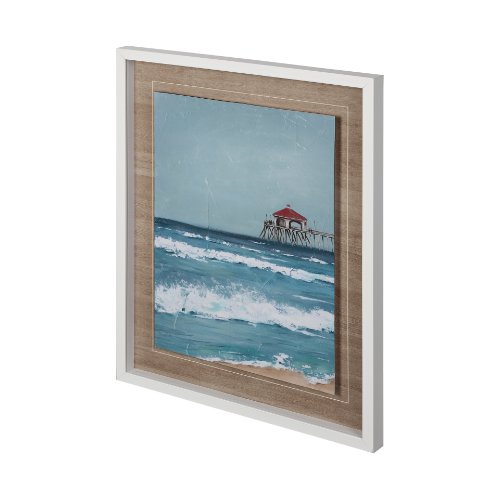 12305 - Fishing Pier I by Jade Reynolds a Hand Embellished Textured Framed Art Print Matted under Glass
