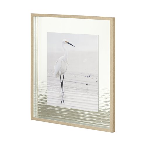 12399 - Beach Egret by Wink Gaines a Hand Embellished Textured Framed Art Photograph Matted under Glass