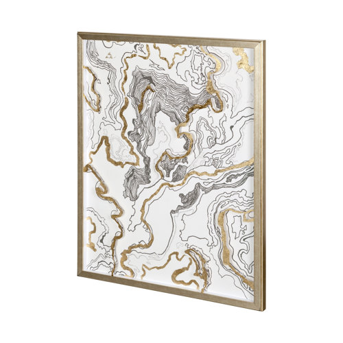 12402 - Wooden Wave I by Mercana Studio a Hand Embellished Textured Framed Art Print Matted under Glass