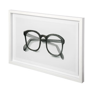 Glasses Black by Mercana Studio a Framed Art Print Matted under Glass