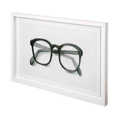 12454 - Glasses Black by Mercana Studio a Framed Art Print Matted under Glass