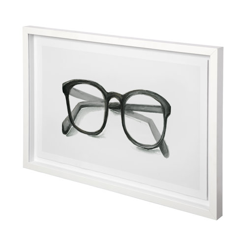12454 - Glasses Black by Mercana Studio a Framed Art Print Matted under Glass