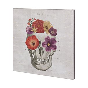 Floral Skull II by Mercana Studio a Hand Embellished Textured Canvas