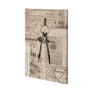 Academic Drafters Compass Illustration by Mercana Studio a Hand Embellished Textured Canvas