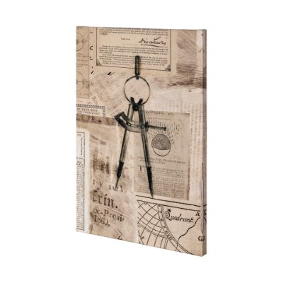 100997-L - Academic Drafters Compass Illustration by Mercana Studio a Hand Embellished Textured Canvas