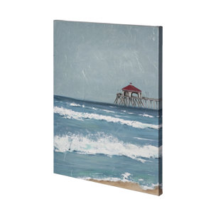 Fishing Pier I by Jade Reynolds a Hand Embellished Textured Canvas