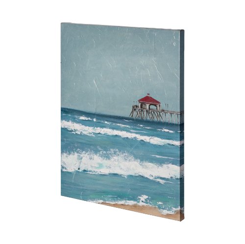 101077-L - Fishing Pier I by Jade Reynolds a Hand Embellished Textured Canvas