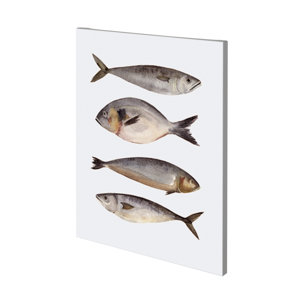 Four Fish II by Emma Scarvey a Hand Embellished Textured Canvas
