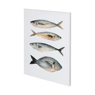 Four Fish I by Emma Scarvey a Hand Embellished Textured Canvas