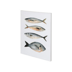 Four Fish I by Emma Scarvey a Hand Embellished Textured Canvas
