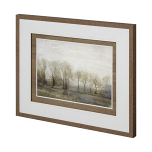 Dreams & Trees Landscape by Matina Theodosiou Hand Embellished Framed Art Print Matted under Glass