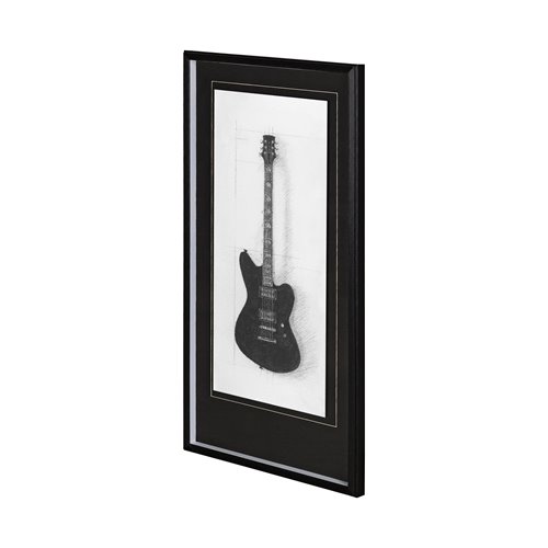 12264 - Guitar II by Mercana Studio a Hand Embellished Textured Framed Art Print Matted under Glass
