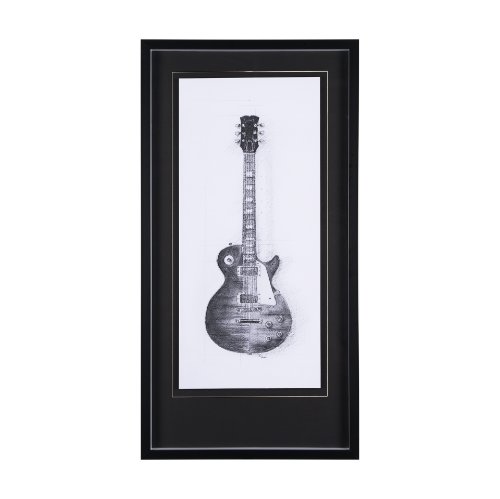 12265 - Guitar III by Mercana Studio a Hand Embellished Textured Framed Art Print Matted under Glass
