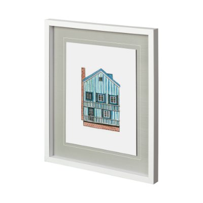 12352 - Petit Mansion V by Jones a Hand Embellished Textured Framed Art Print Matted under Glass