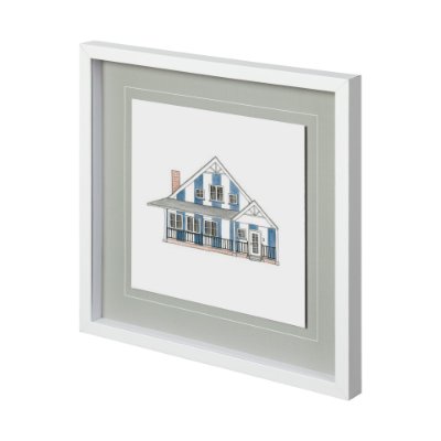 12354 - Petit Mansion IV by Jones a Hand Embellished Textured Framed Art Print Matted under Glass