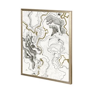 Wooden Wave II by Mercana Studio a Hand Embellished Textured Framed Art Print Matted under Glass