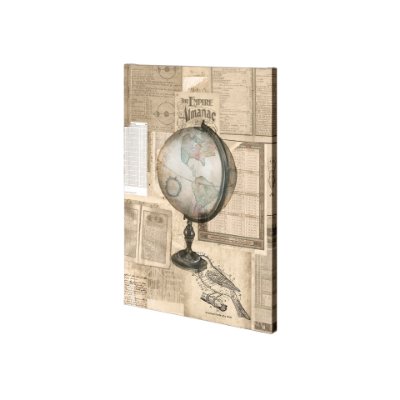 100998-S - Academic Globe Illustration by Mercana Studio a Hand Embellished Textured Canvas