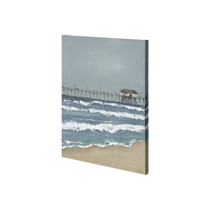 Fishing Pier II by Jade Reynolds a Hand Embellished Textured Canvas