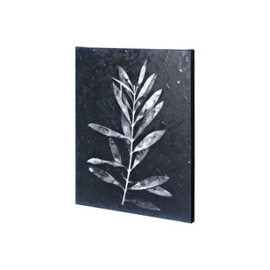 Midnight Leaves I by Megan Meagher a Hand Embellished Textured Canvas