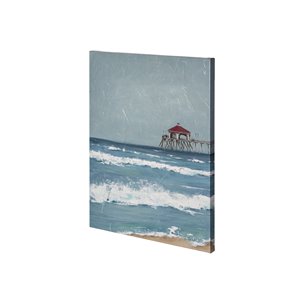 Fishing Pier I by Jade Reynolds a Hand Embellished Textured Canvas