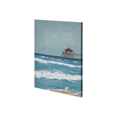 101077-S - Fishing Pier I by Jade Reynolds a Hand Embellished Textured Canvas