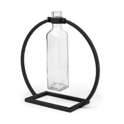 67910 - Monica II Tall Black Metal Glass Bottle Vase 